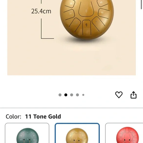 Gold Steel Tongue Drum with Mallets - Picture 5 of 7